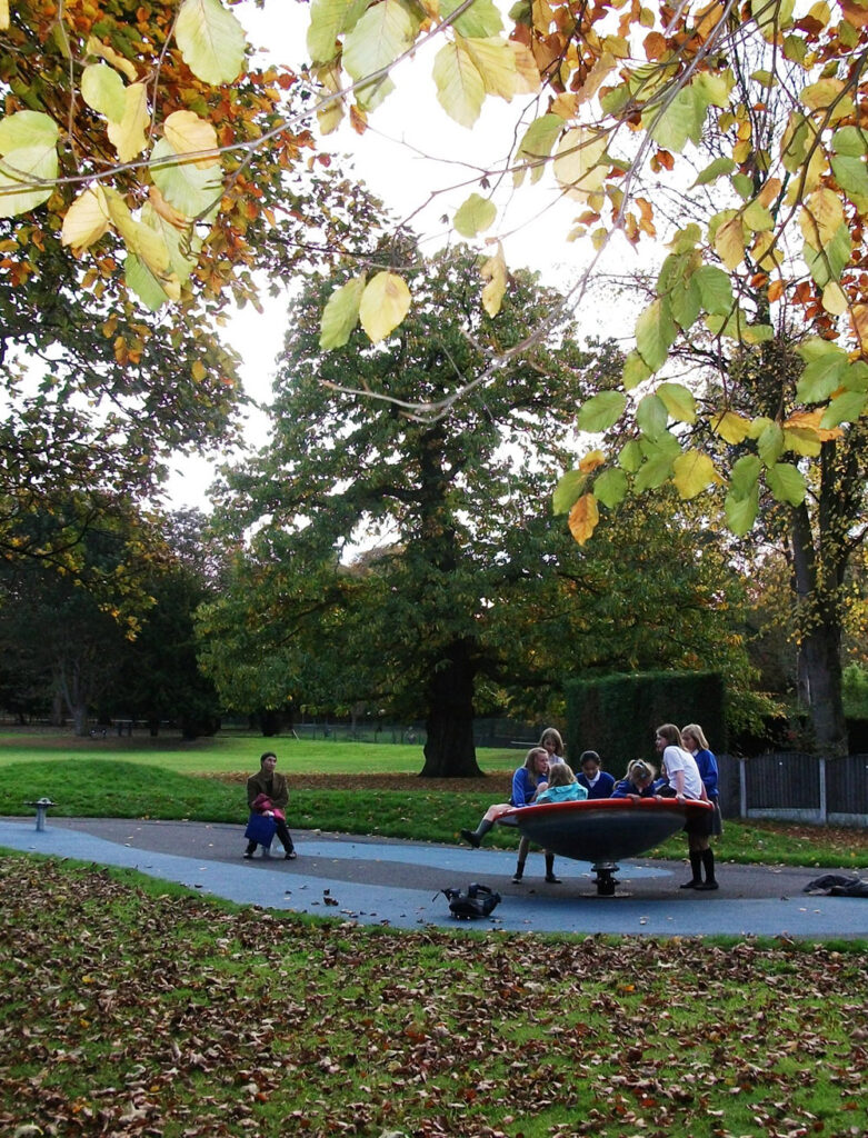 Play area with trees