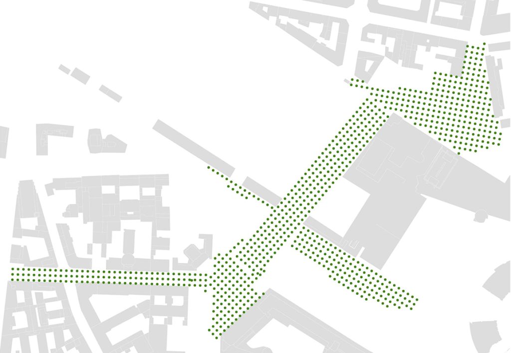 urban park design competition diagram of park as a grid of points
