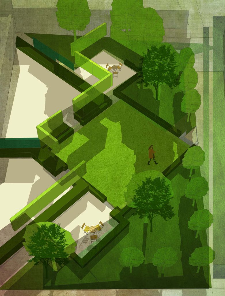 Residential landscape design sketch view from above