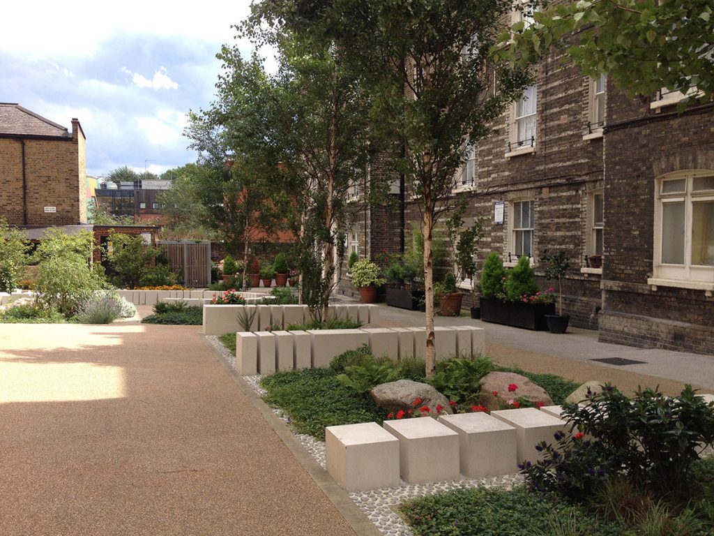 Estate regeneration landscape design rain gardens
